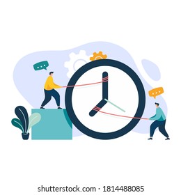 Business colleagues adjusting clock hands