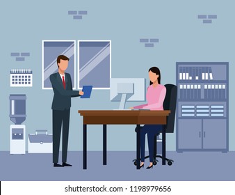 Business colleagues discuss work