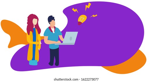 Business colleagues discuss work. Illustration Vector EPS 10
