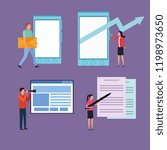 Business colleagues doing presentation cartoon set