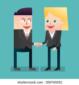 Business colleagues shaking hands. Vector illustration