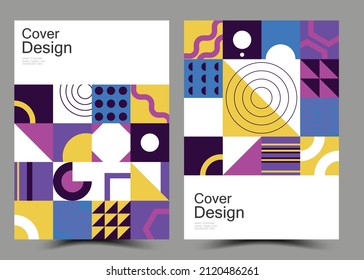 Business collection of cover book set. Magazine inspiration from memphis art. background. Template A4 size vector illustration.