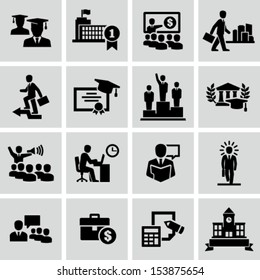 Business college education icons vector 
