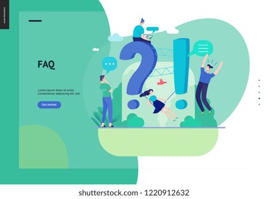 Business, color 3- FAQ -modern flat vector concept illustration of Frequently asked questions People around exclamation and question marks Question answer metaphor Creative web page design template