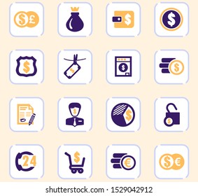 Business color vector icons for user interface design