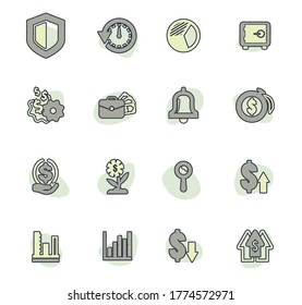 Business color vector icons for user interface design