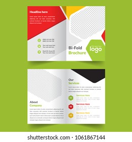 Business Colorful Bi Fold Brochure Or Magazine Cover Design Vector Template