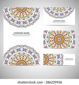 Business colorful card template. Vector illustration in tribal style 
