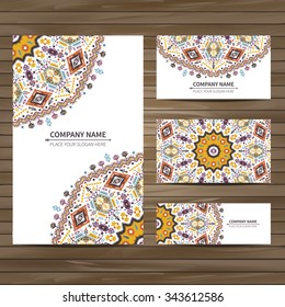 Business colorful card template. Vector illustration in native style