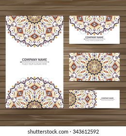 Business colorful card template. Vector illustration in native style