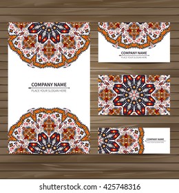Business colorful card template. Vector illustration in native style