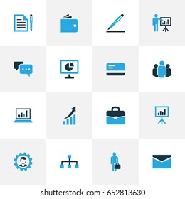 Business Colorful Icons Set. Collection Of Bank Card, Analytics, Growing Chart And Other Elements. Also Includes Symbols Such As Team, Contract, Cogwheel.