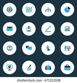 Business Colorful Icons Set. Collection Of Businessman, Contract, Team And Other Elements. Also Includes Symbols Such As Presentation, Handbag, Mail.