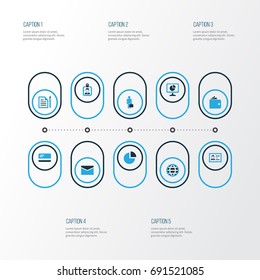Business Colorful Icons Set. Collection Of Statistics, Mail, Pie Chart And Other Elements. Also Includes Symbols Such As Access, Card, Id.