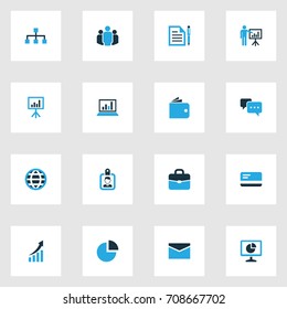 Business Colorful Icons Set. Collection Of Presentation, Team, Statistics And Other Elements. Also Includes Symbols Such As Card, World, Badge.