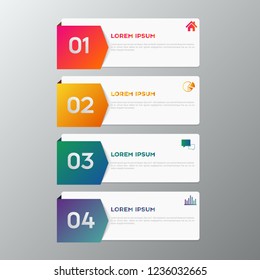 Business Colorful Infographic design banner with 4 options. Can be used for diagram, graph, chart, report, web design. Vector illustration