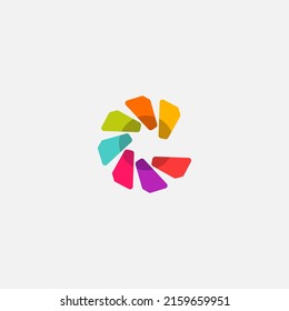 Business colorful logo. Letter C symbol. Abstract sign rainbow circle.