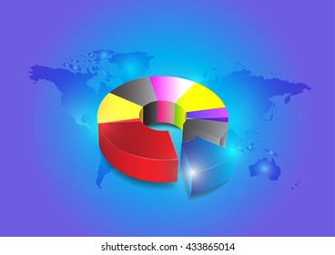 Business colorful pie chart for your documents on blue background 
