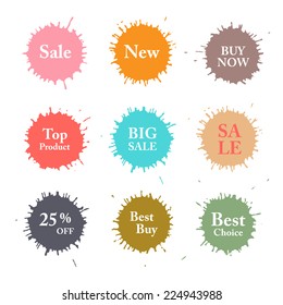 Business Colorful Vector Splashes Labels.