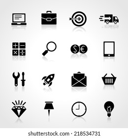 Business and commerce flat design icons set