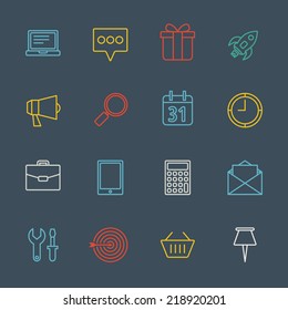 Business and commerce flat design icons set