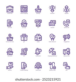 Business Commerce icon pack for your website, mobile, presentation, and logo design. Business Commerce icon basic line gradient design. Vector graphics illustration and editable stroke.