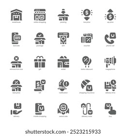 Business Commerce icon pack for your website, mobile, presentation, and logo design. Business Commerce icon glyph design. Vector graphics illustration and editable stroke.