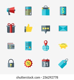 Business and commerce icon set in flat design style