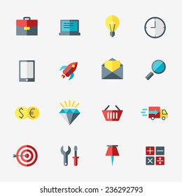 Business and commerce icon set in flat design style