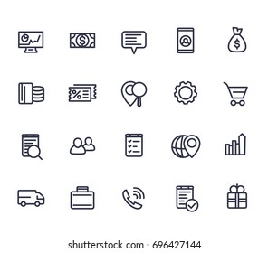 business, commerce line icons on white