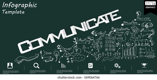 Business Communicate text modern Idea and Concept Vector illustration Infographic template with icon.