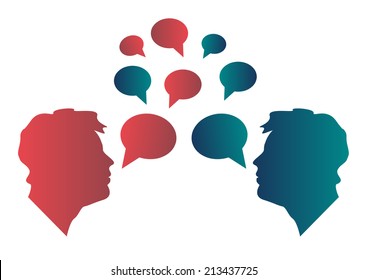 Business communication between two people with speech bubbles