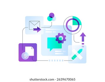 Business communication and company development - flat design style illustration