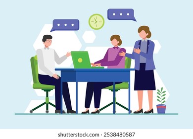 Concepto de comunicación empresarial. Ilustración vectorial plana de color aislada.
