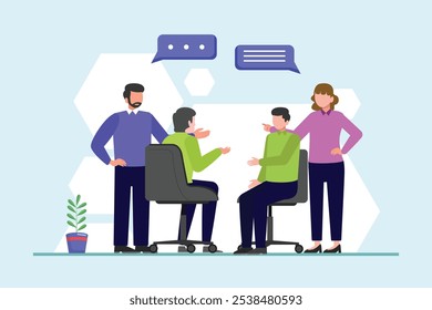 Business communication concept. Colored flat vector illustration isolated.