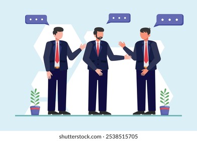 Concepto de comunicación empresarial. Ilustración vectorial plana de color aislada.