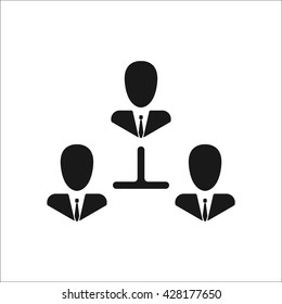 Business communication. Conceptual illustration. Profile users connected icon. Social icons. Men exchanging symbol. Modern flat icon