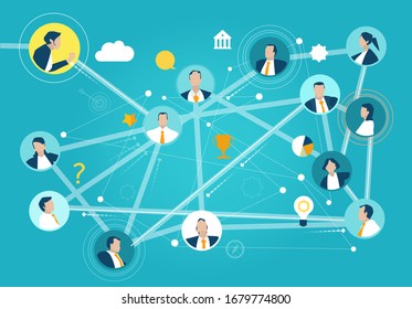 Business communication, conference call, distant managing. Business concept illustration 