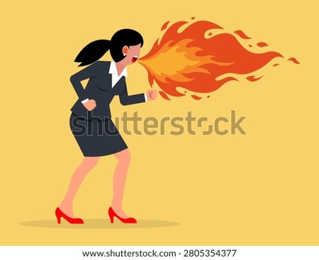 Business communication conflict argument concept. angry Businesswoman screaming yelling with fire.