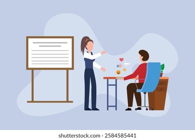 Business Communication and Customer Feedback 2d flat vector illustrations