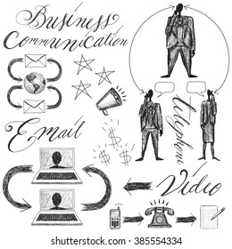 Business Communication
Doodle style, hand drawn business communication images with calligraphy. 