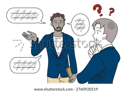 Business Communication Failure and Language Barrier Causing Lack of Understanding Between Coworkers Illustration
