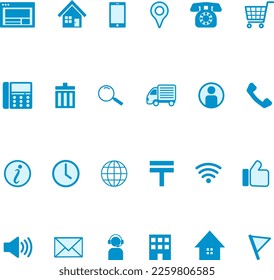 business communication icon blue set