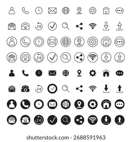 Business and Communication Icon Set – Vector Line and Solid Icons Collection