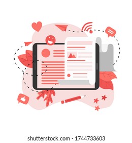 Business, communication, internet blogging post. Flat design vector illustration.	
