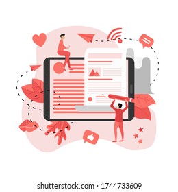 Business, communication, internet blogging post. Flat design vector illustration.	
