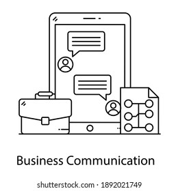 
Business communication linear icon, business discussions 
