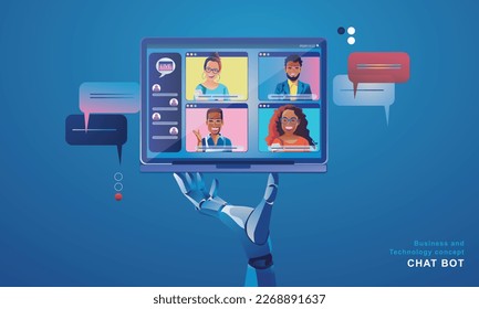 Business and Communication, Machine learning, Hand of robots and humans touching on big data network connection background, Science and artificial intelligence technology, innovation futuristic vector