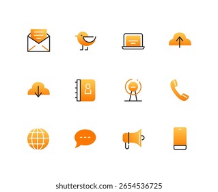 Business communication - set of line design style icons