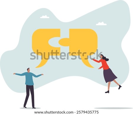 Business communication skills, explain idea, speak, tell and listen to coworkers,business concept.flat character.